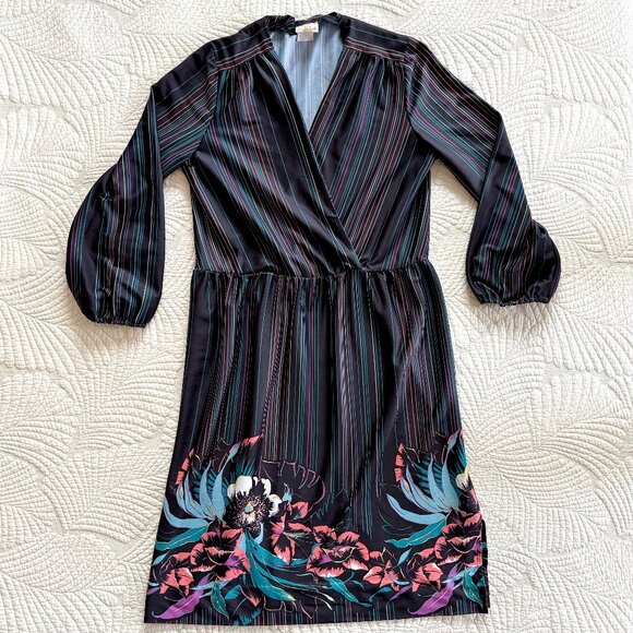 Vintage 70s Faux Wrap Disco Floral Midi Dress - Size 14 - Picture 5 of 13